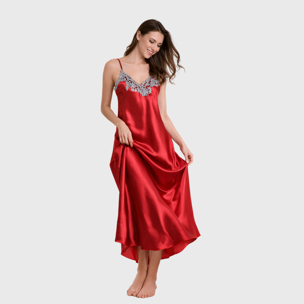 Satin Scarlet Reverie Nightgown
