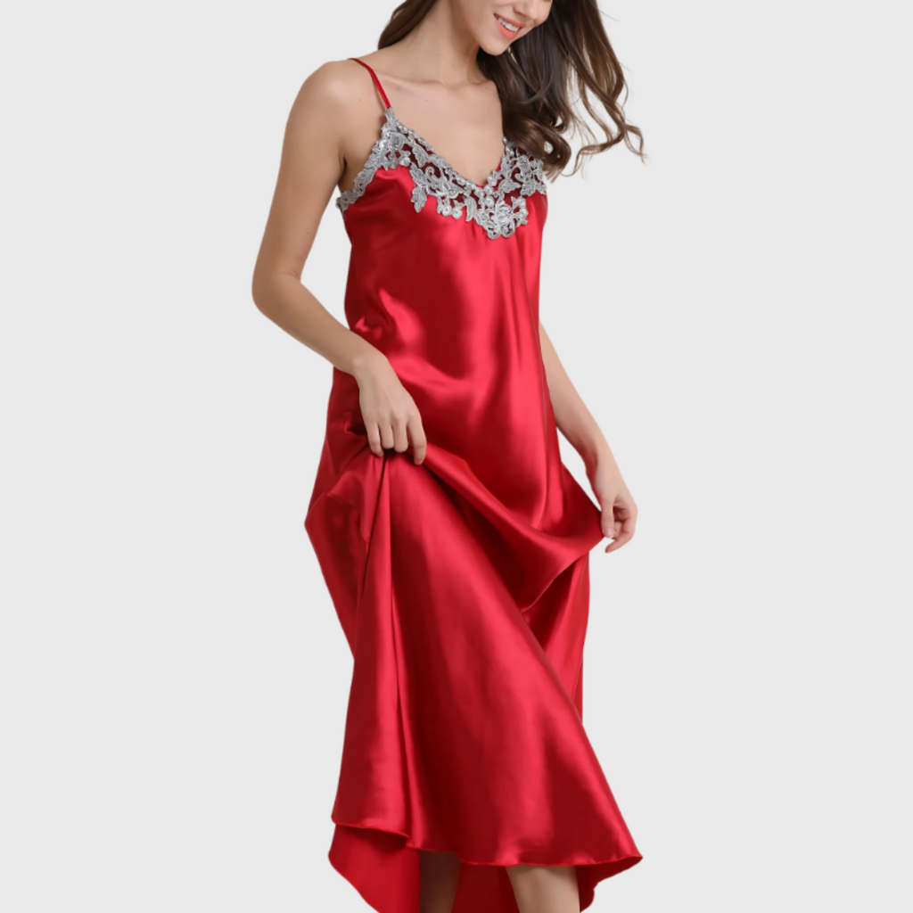 Satin Scarlet Reverie Nightgown