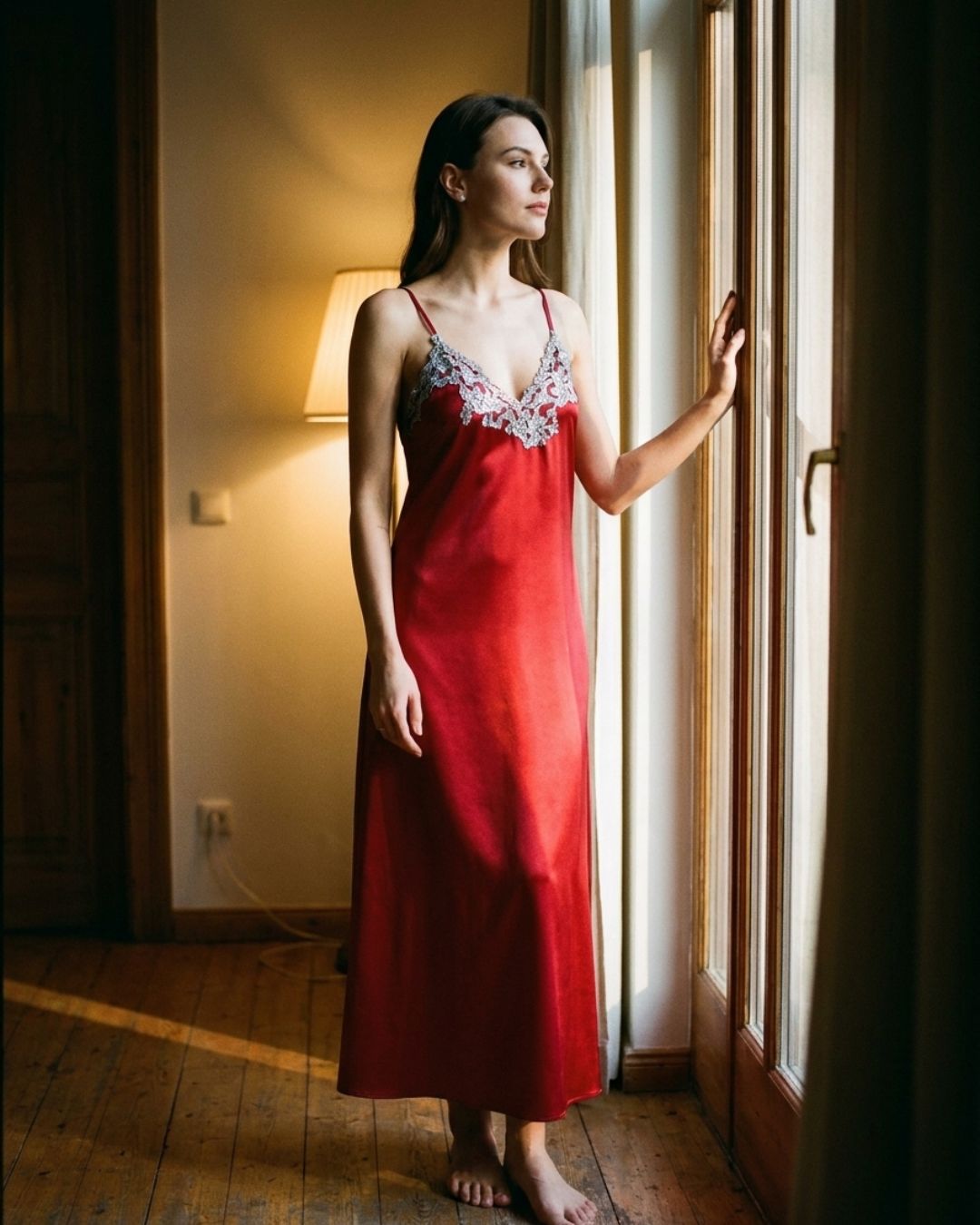 Satin Scarlet Reverie Nightgown
