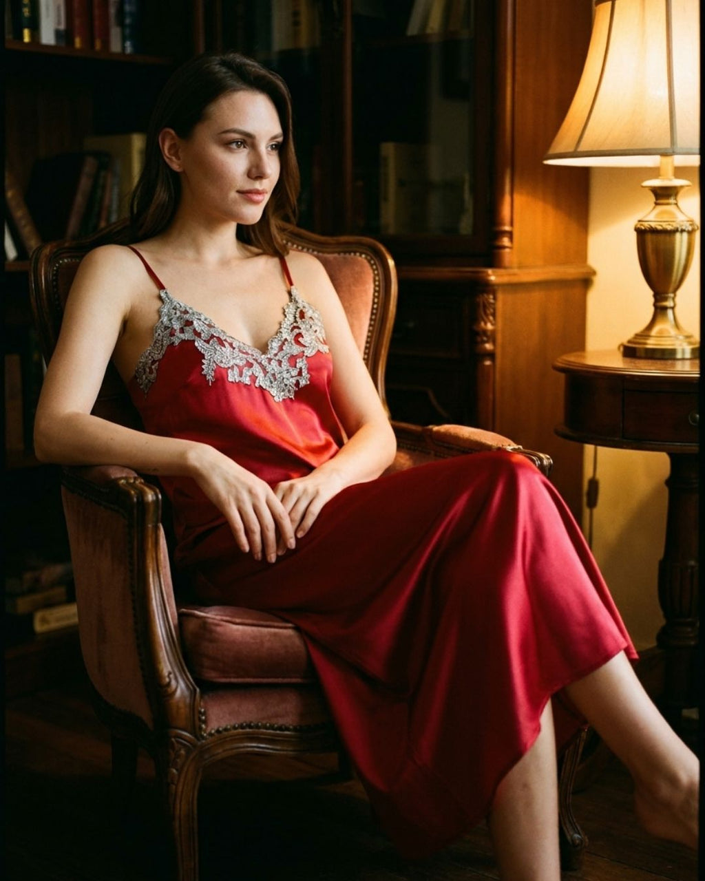 Satin Scarlet Reverie Nightgown