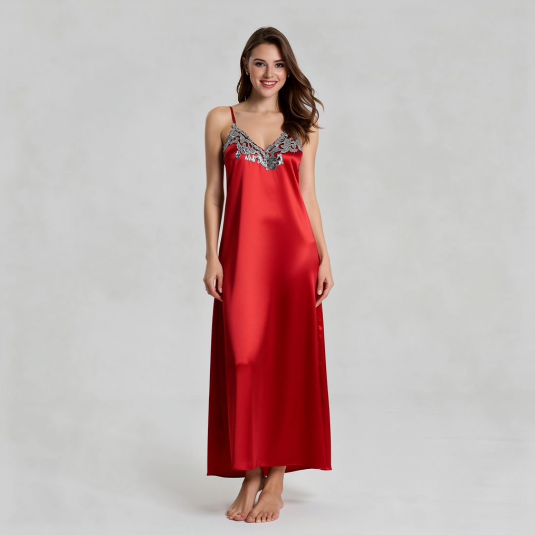 Satin Scarlet Reverie Nightgown