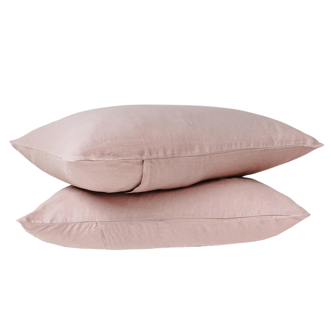 Set of 2 Linen Spring Rose Pillow Cases