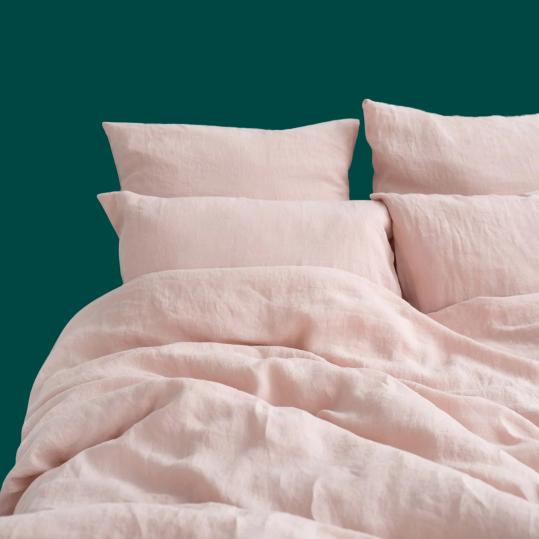 Set of 2 Linen Spring Rose Pillow Cases